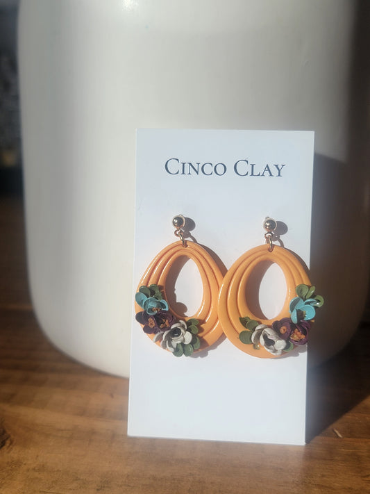 Orange Floral Dangles